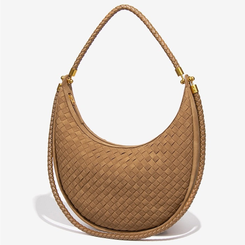 Women's Intricate Woven Crescent Shoulder Bag