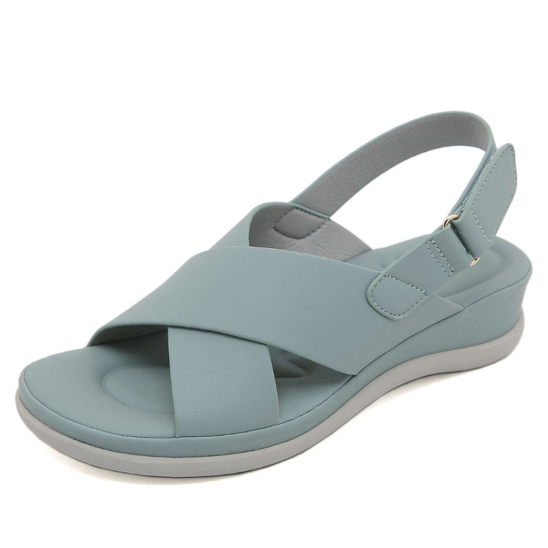Women Chic Cross Strap Wedge Sandals with Backstrap