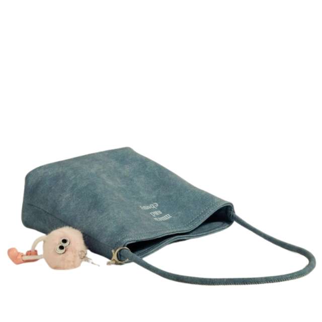Premium Texture Denim Bucket Shoulder Bag