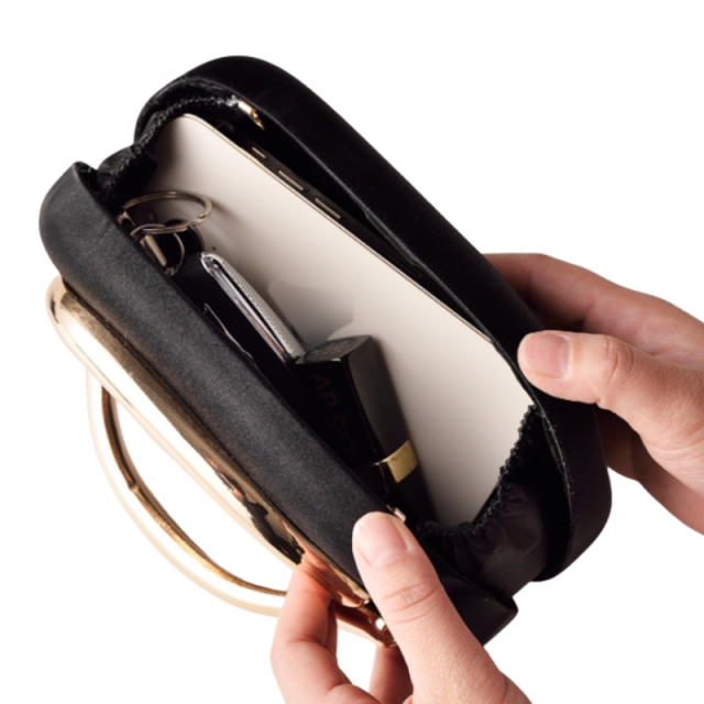 Elegant Satin Evening Clutch with Gold Arch Handle