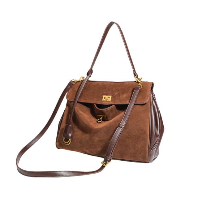 Nubiera Elite Lock Nubuck Leather Shoulder Bag
