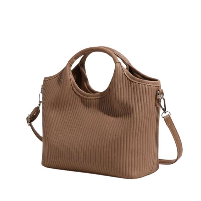 Versatile Ribbed Textured Handbag with Strap