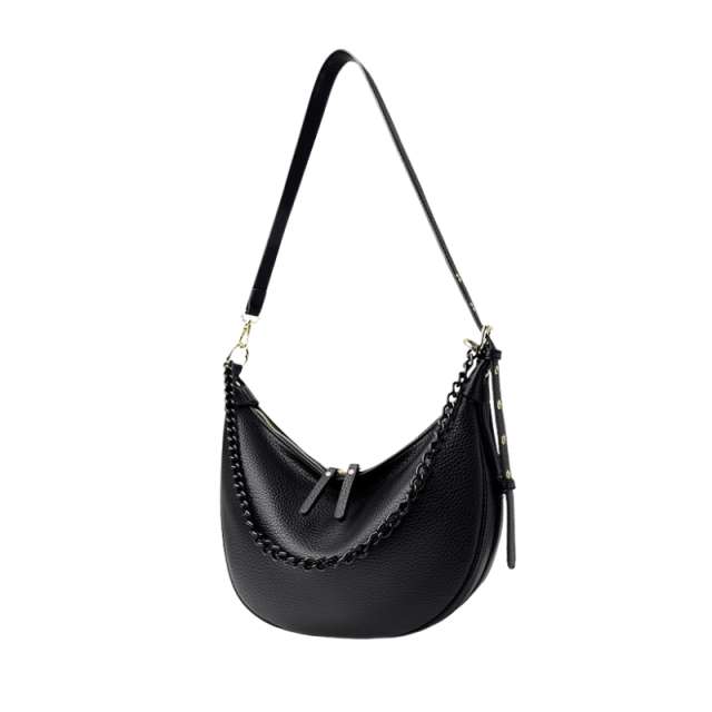 Chain Accented Crescent Shoulder Bag
