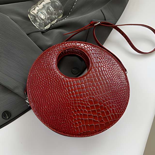 Circular Croc Embossed Handbag
