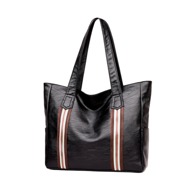 Vertical Stripe Accent Tote Bag