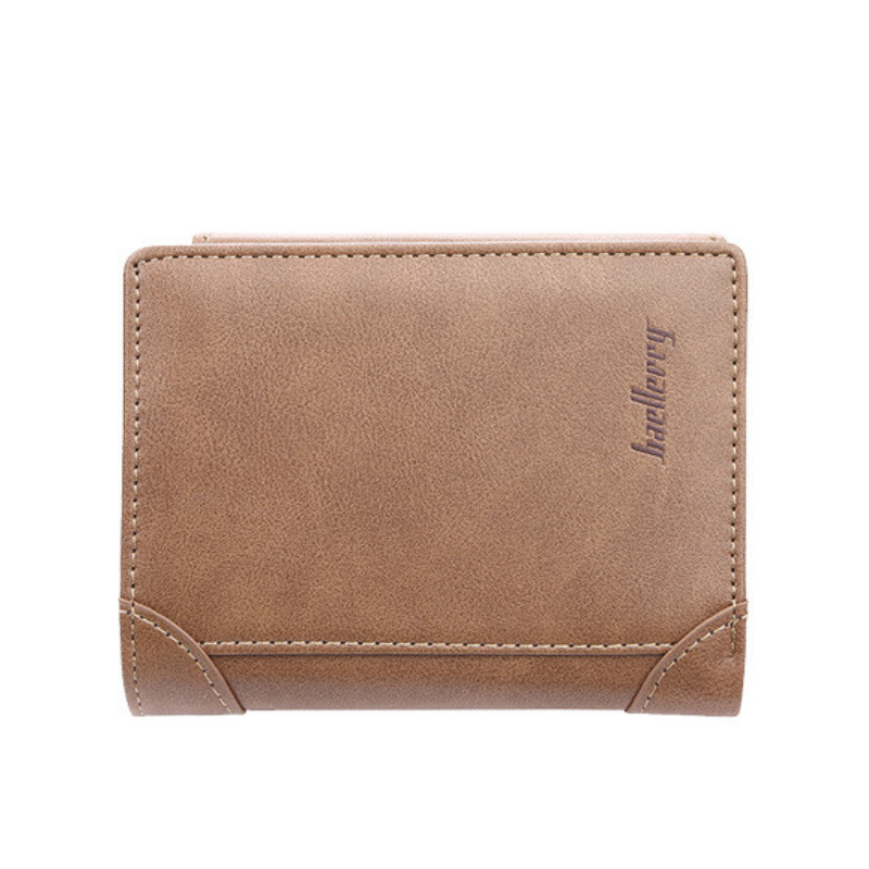 Men’s Tri Fold Leather Wallet with Zipper And Card Slots