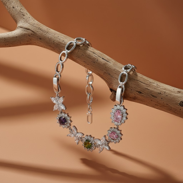 White Zircon Butterfly Bracelet