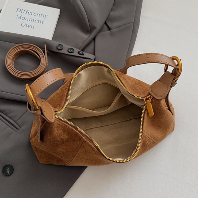 Chic Suede Dumpling Shoulder Bag