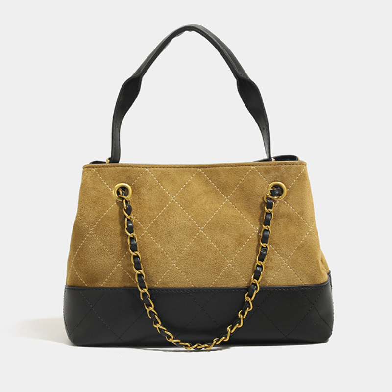 High-End Suede Chain Bucket Bag