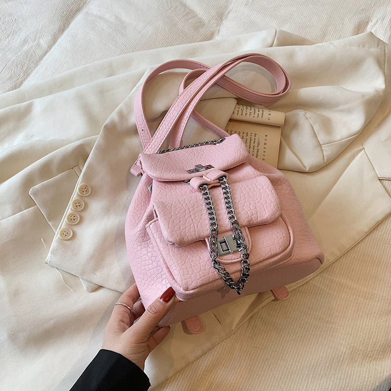 Diamond Pattern Chain Small Backpack