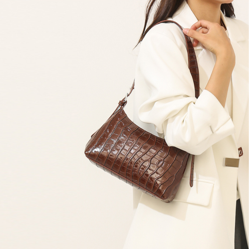Glossy Croc Shoulder Bag
