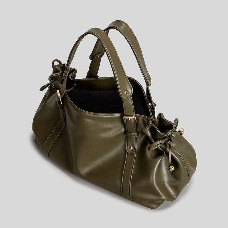 Women's Supple Leather Buckled Handbag