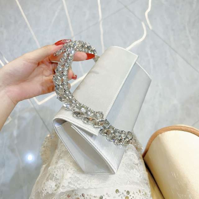 Crown Style Premium Party Handbag with Crystal Embellished Handle