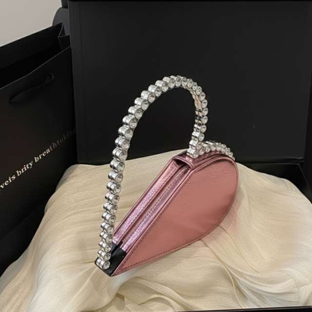 Crystal Embellished Heart Shaped Handbag