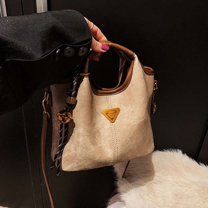 Premium Vintage Inspired Handbag with Contrast Trim