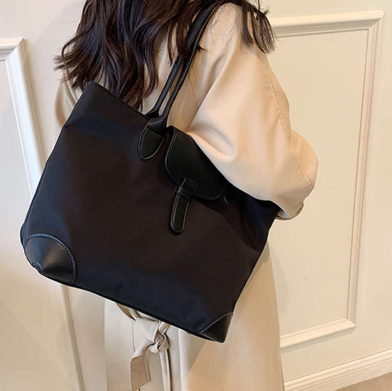 Contrast Color Oxford Cloth Commuter Canvas Tote