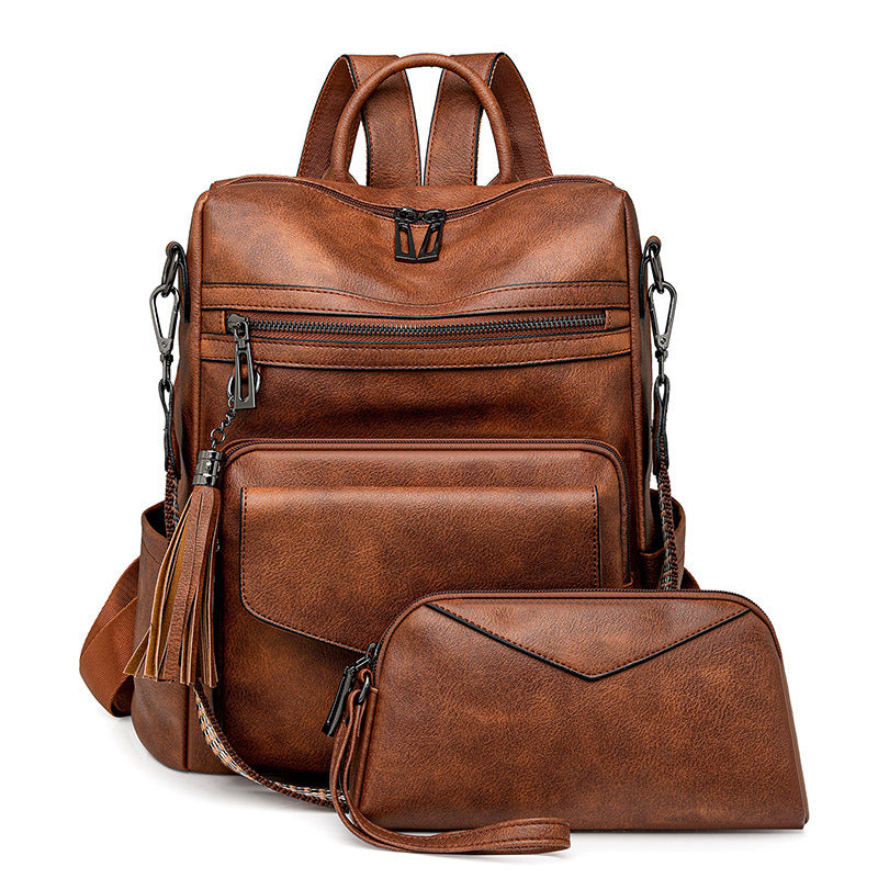 Retro Fashion Large Capacity PU Leather Women's Backpack