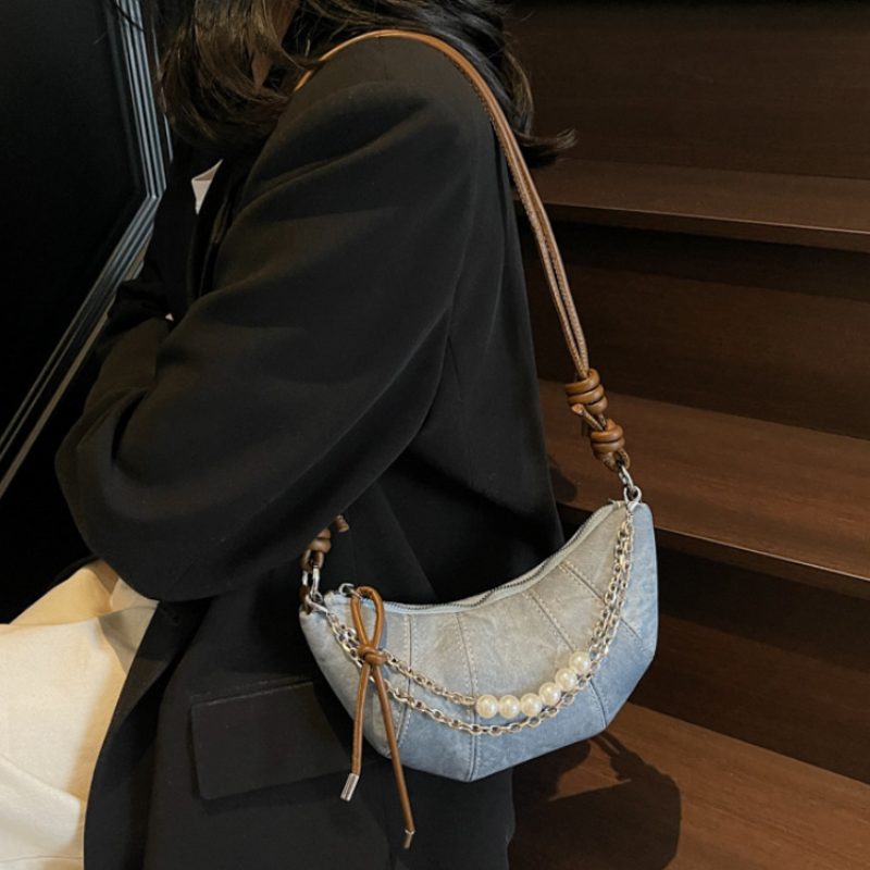 Luna Patchwork Crescent Shoulder Bag
