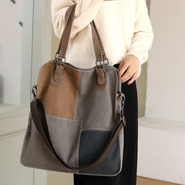 Retro Patchwork Canvas Shoulder Bag