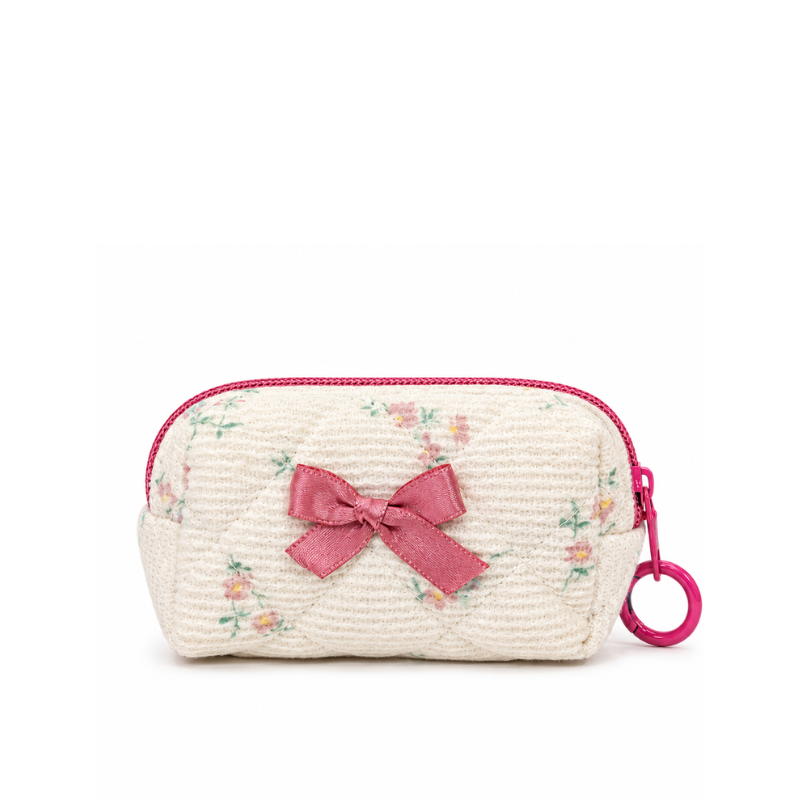 Floral Bow Mini Makeup Bag