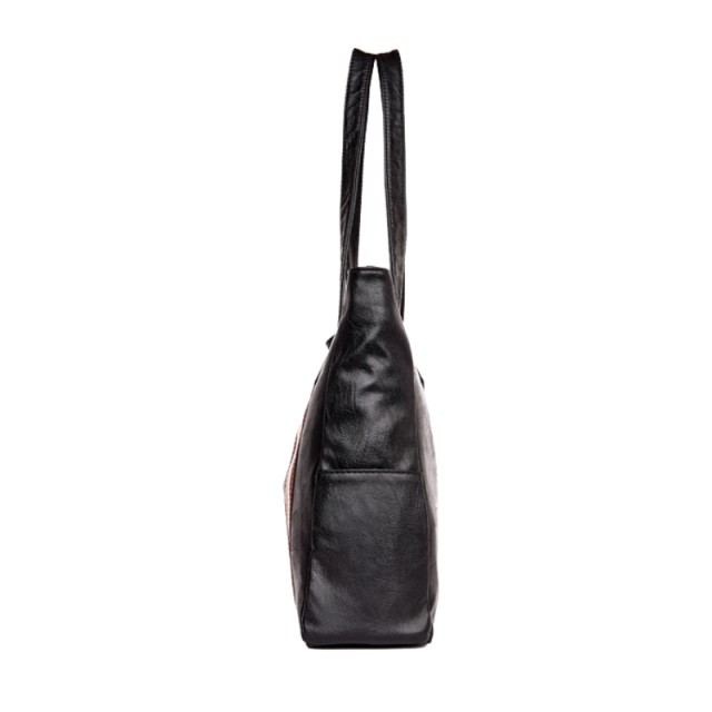 Vertical Stripe Accent Tote Bag