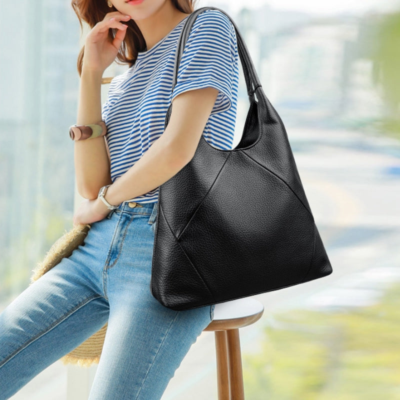 Women's Sculpted Leather Geometric Shoulder Bag