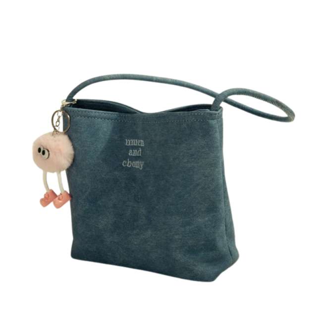 Premium Texture Denim Bucket Shoulder Bag