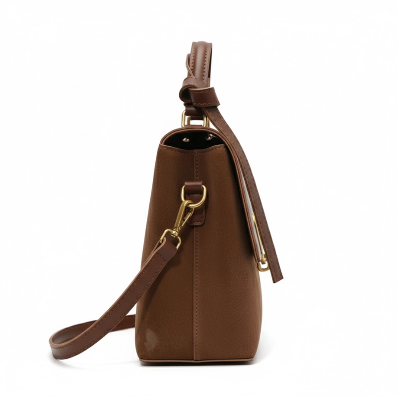 Retro Gold Clasp Messenger Handbag