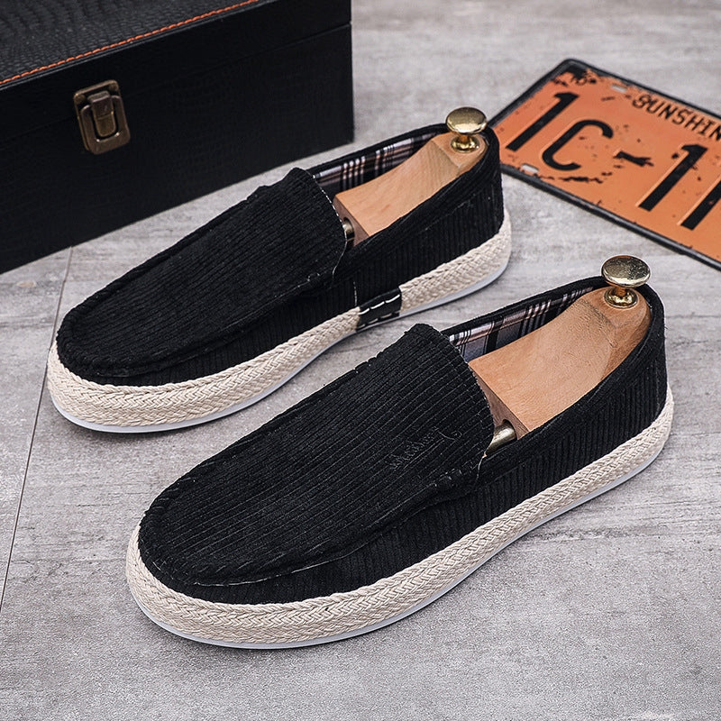 Men's Professional Corduroy Braided Slip-On Loafers