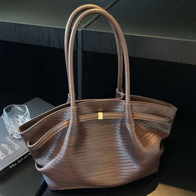Woven Texture Winged Tote Bag with Slim Top Handles