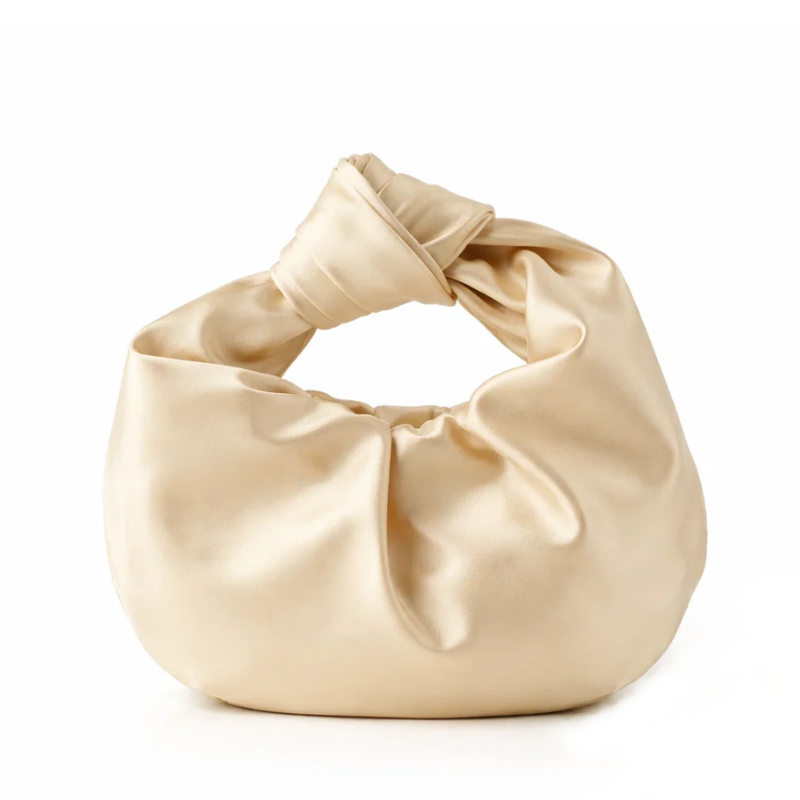 Veloura Pleated Satin Cloud Handbag