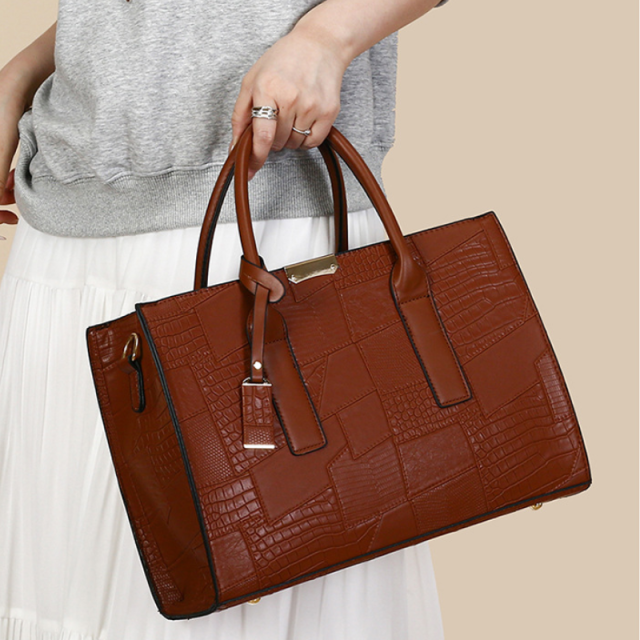 Vintage Embossed Leather Tote Bag
