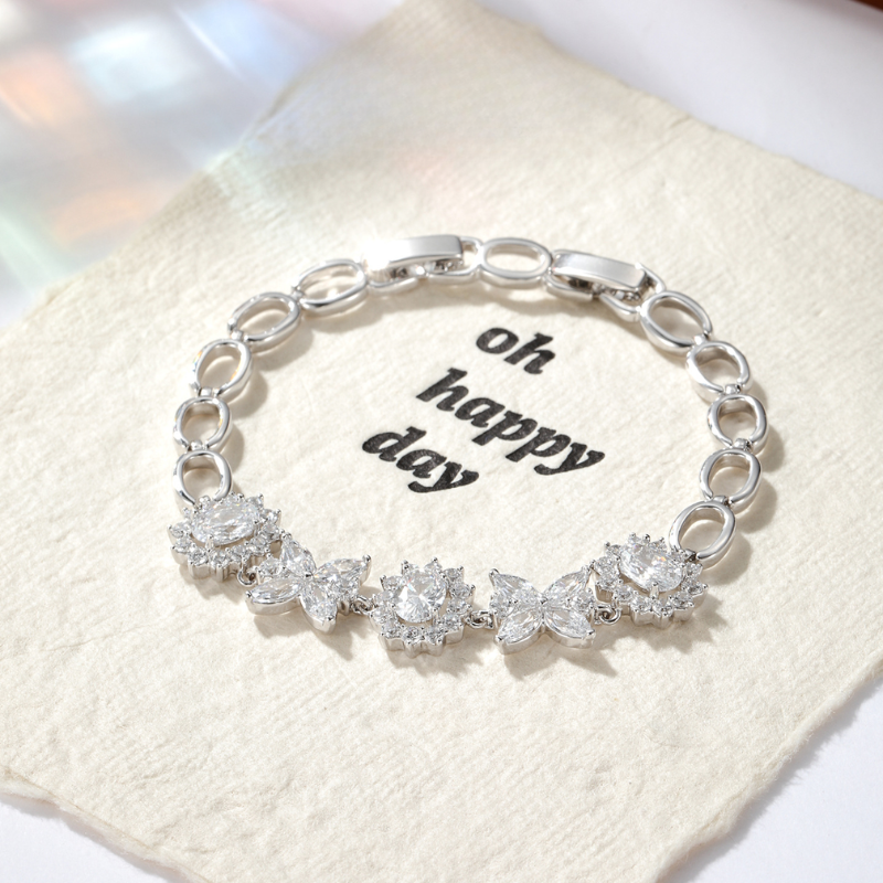 White Zircon Butterfly Bracelet