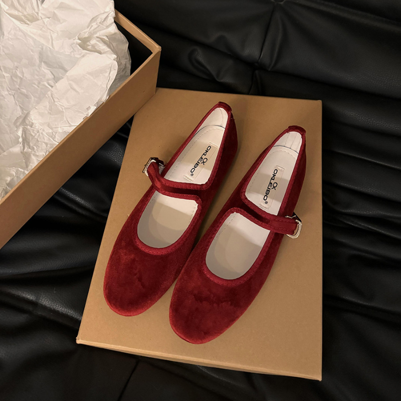 Retro Suede Flat Pumps