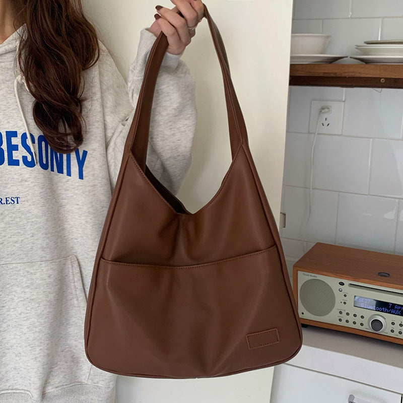 Retro Casual PU Leather Large Capacity Commuter Shoulder Bag