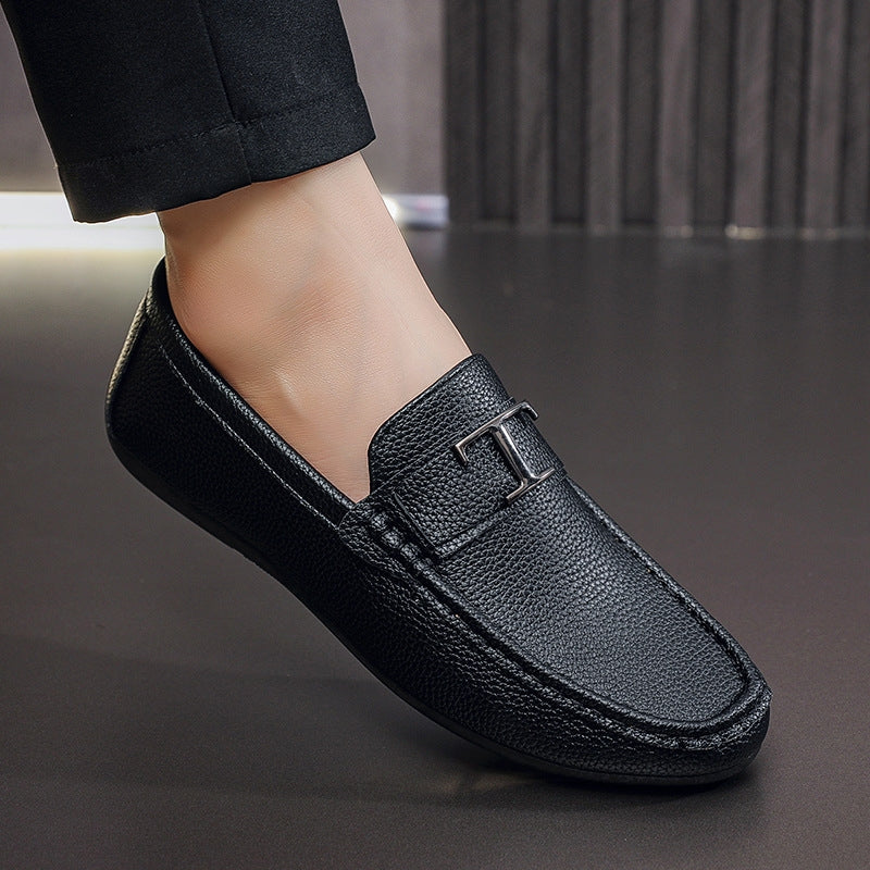 Men's Textured Pebbled Grain Leather Loafers