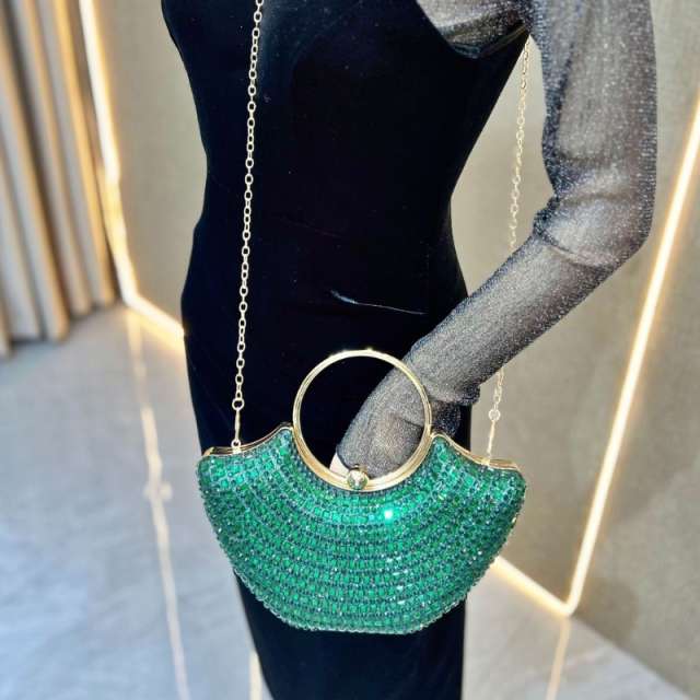 Crystal Encrusted Fan Shaped Clutch