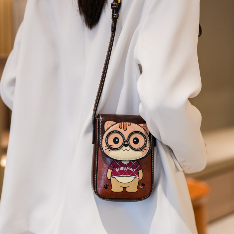 Cute Cat Character Crossbody Bag