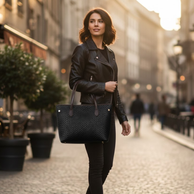 Minimalist Cognac Tote Bag