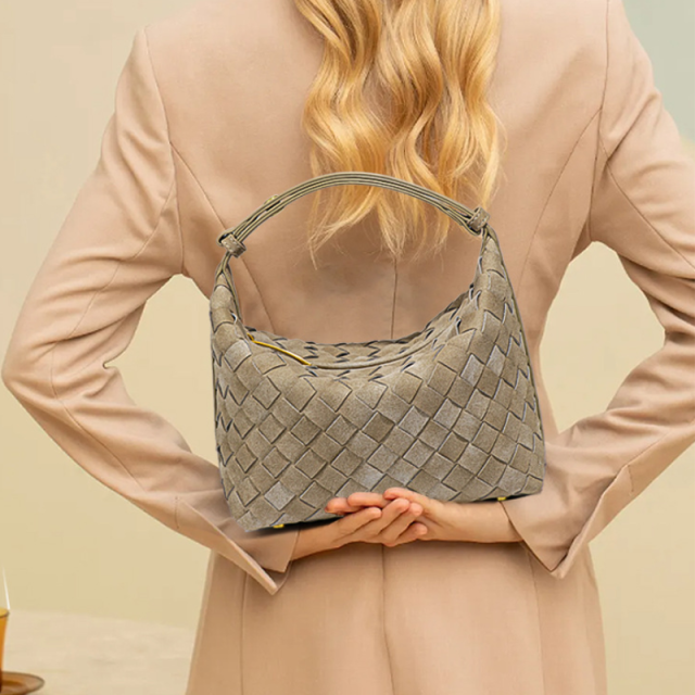 Suede Look Crescent Handbag