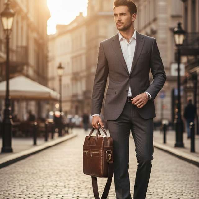 Premium Leather Finish Professional Briefcase Laptop Bag