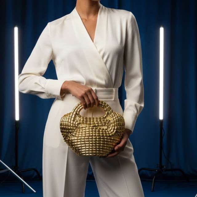 Women's Metallic Woven Clutch