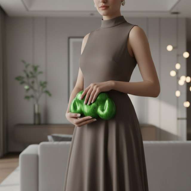 Sculptural Marbled Cloud Silhouette Clutch