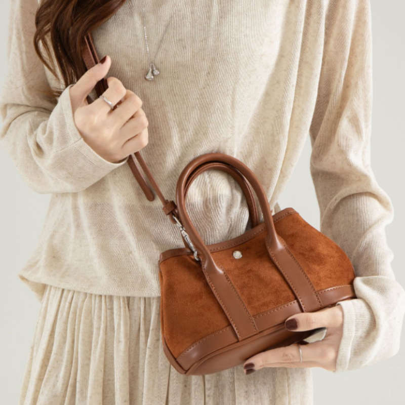 Noir Suede Garden Handbag