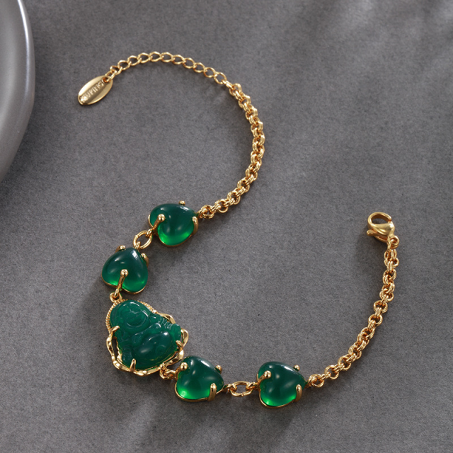 Emerald Heart Gold Plated Bracelet