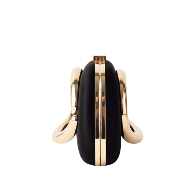 Elegant Satin Evening Clutch with Gold Arch Handle