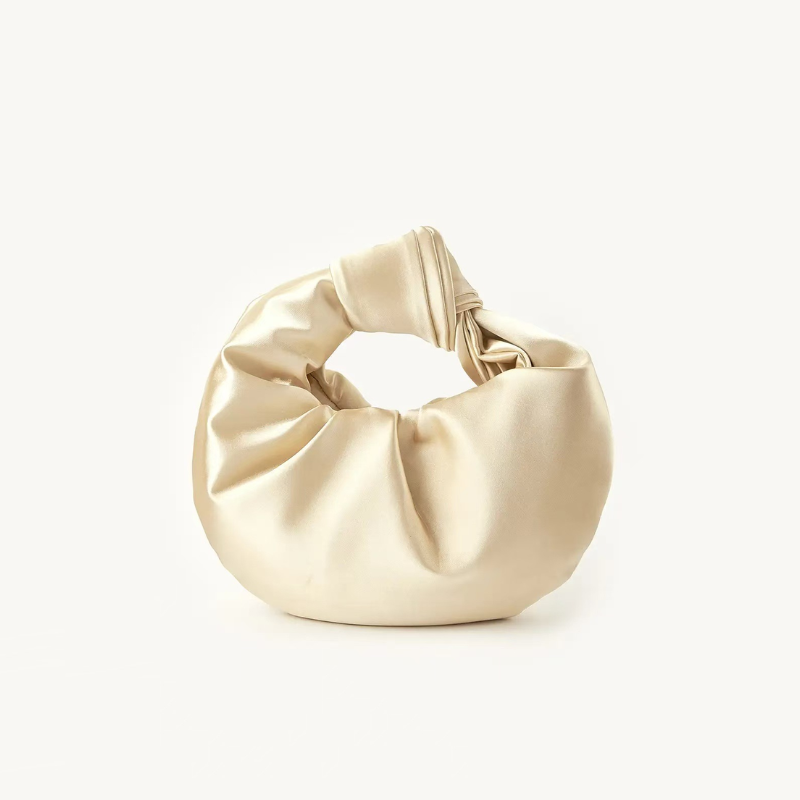 Veloura Pleated Satin Cloud Handbag