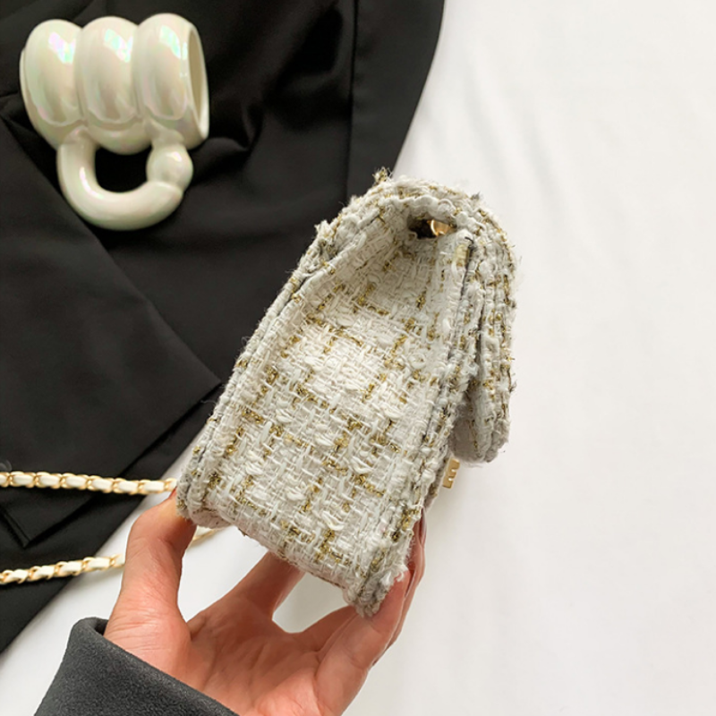 Elegant Tweed Chain Shoulder Bag