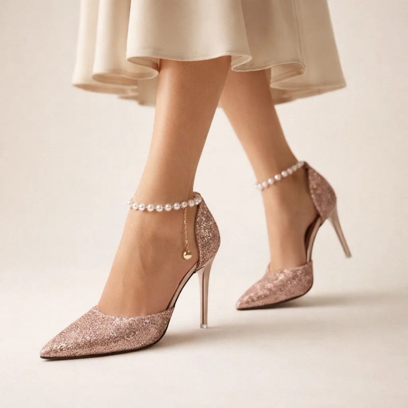 Frosted Pointed Toe Stiletto Heels