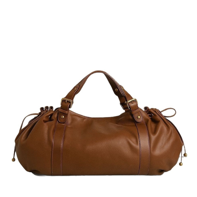 Women's Supple Leather Buckled Handbag
